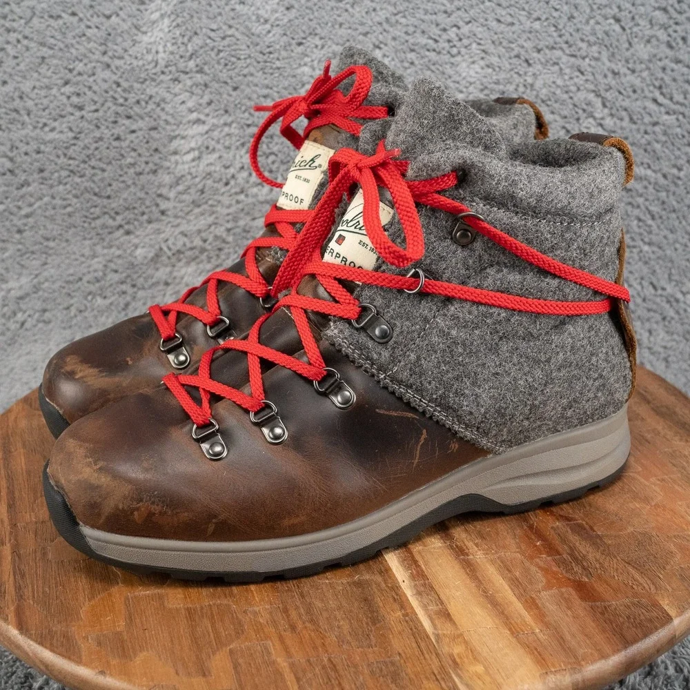 Woolrich Waterproof Womens Rockies II Boots Brown Leather Wool Lace Up Hiking 10